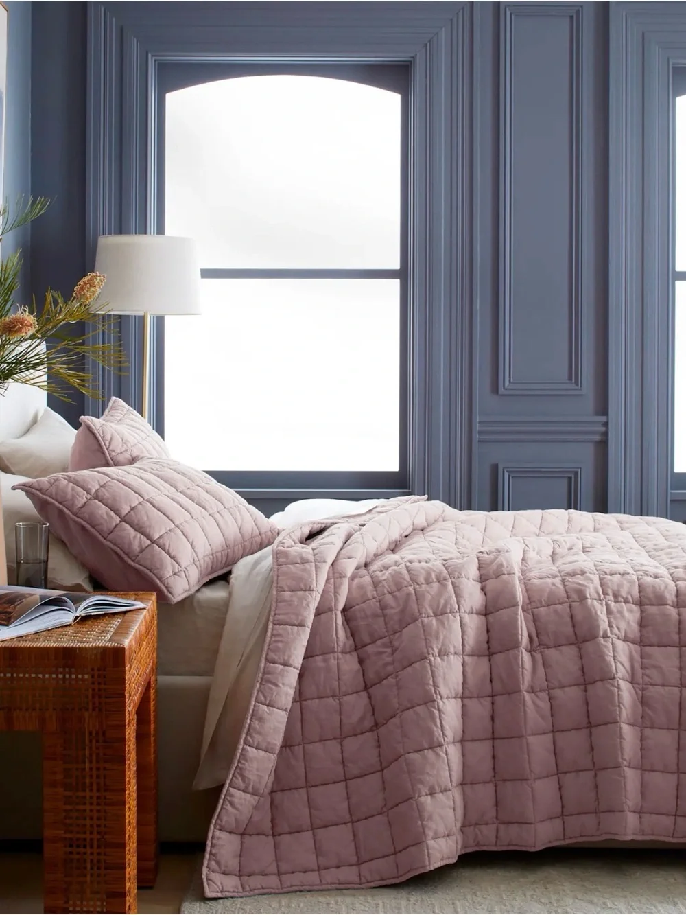 NWOT Dusty Mauve European Linen Box King Sham Set - Retail $70